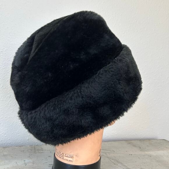 Vintage faux fur trappers hat United Hatters Cap warm winter Union Made USA S - Picture 2 of 14